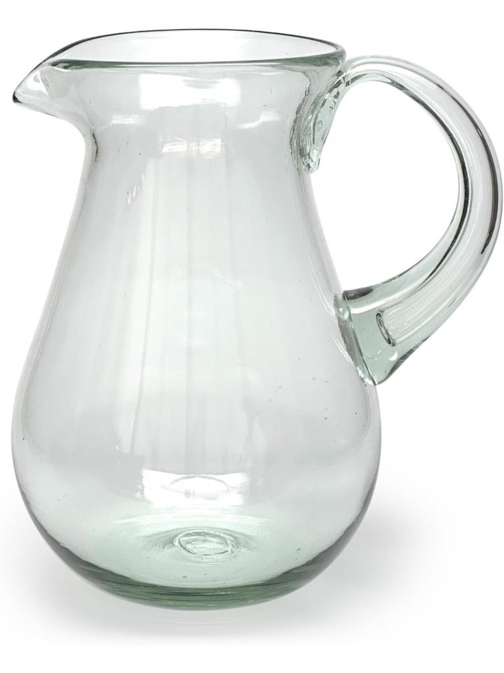 Hand Blown Clear Mexican Pitcher - 84 oz Artisan Glassware for Home Decor